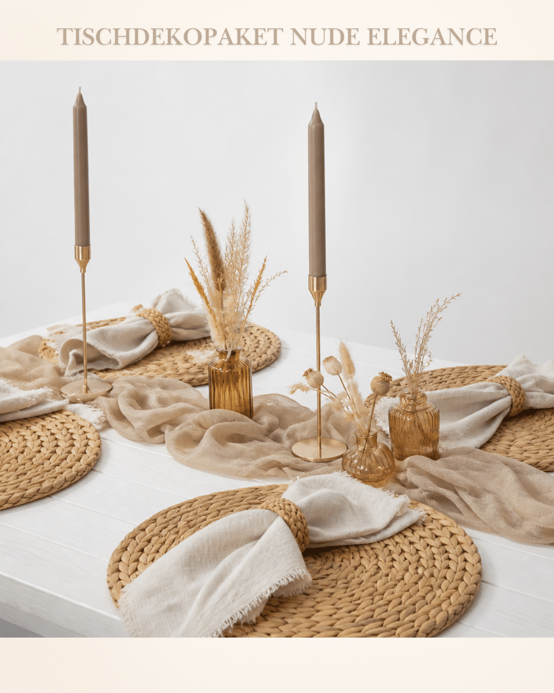 Tischdeko-Paket Nude Elegance – Beige Tischdekoration zur Miete